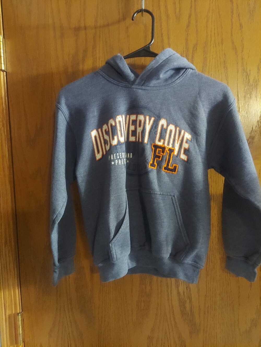 Discovery Cove FL Blue Heathered Pullover Hoodie Sweatshirt Orlando Florida Souv